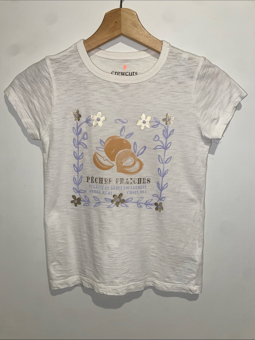 Crewcuts White Tee with Peach Graphic Print